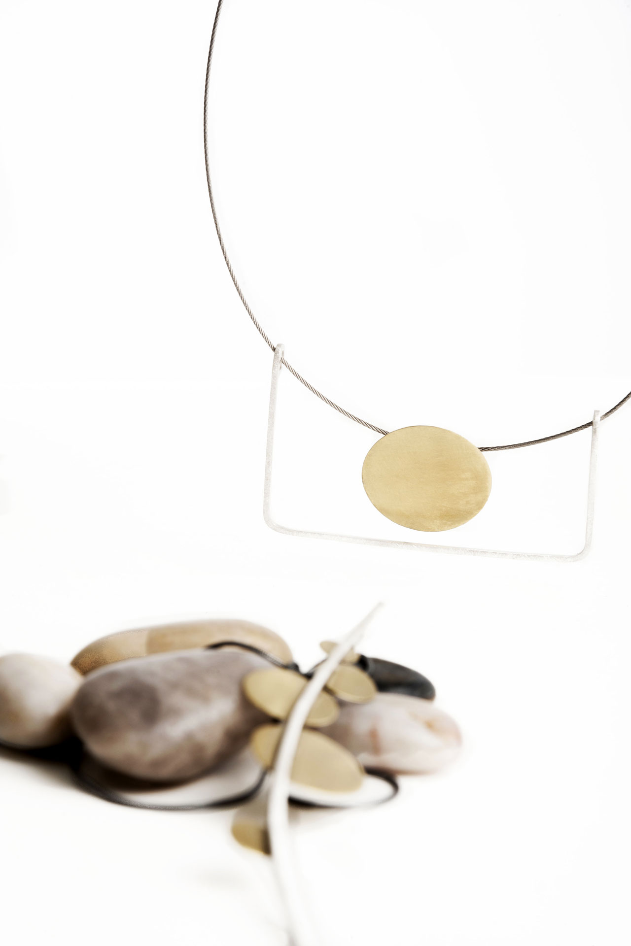 Aines handmade Jewellery - Gong Collection - Gold and silver pendant.